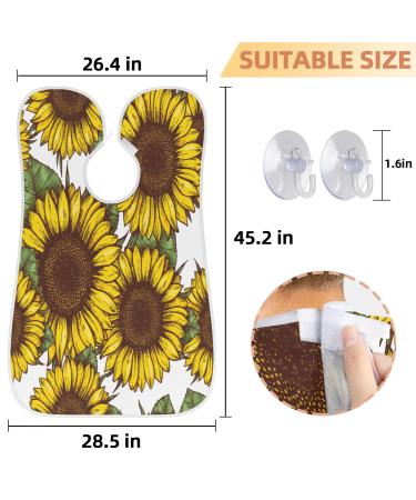 Watercolor Sunflower Beard Bib Apron - Waterproof Hair Catcher for Men | Non-Stick Grooming Cape with Suction Cups | Perfect Gifts for Men - Buy Online on GoSupps.com