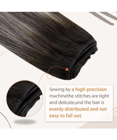 LAAVOO 100g Real Hair Extensions Tressen - Black Silver Sew In Weft Ombre Balayage 45cm Remy Hair Extensions #1b/1b & #1b/S/1b - Buy Online on GoSupps.com