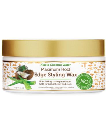 African Pride Moisture Miracle Maximum Hold Edge & Hair Styling Wax Enriched with Aloe & Coconut Controls Edges while Nourishing & Protecting Against Breakage 6 oz Single