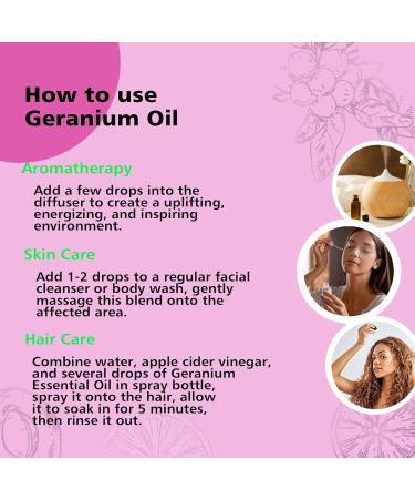 Geranium Essential Oil 10ml 100% Pure Geranium Oil for Diffuser Skin Hair Face Soap & Candle Making Aromatherapy & Massage Geranium 0.34 Fl Oz (Pack of 1) - Buy Online on GoSupps.com