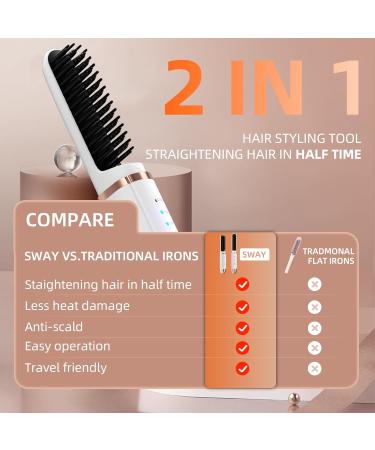 Cordless Hair Straightener Brush | Portable Mini Electric Comb for Men & Women | Ionic Thermal Wireless Hot Brush (White) - Shop Now - Buy Online on GoSupps.com