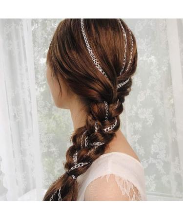 Campsis Punk Multi Strand Silver Braided Hair Extension Chains - Fashion Tassel Hair Piece for Women and Girls - Buy Online on GoSupps.com