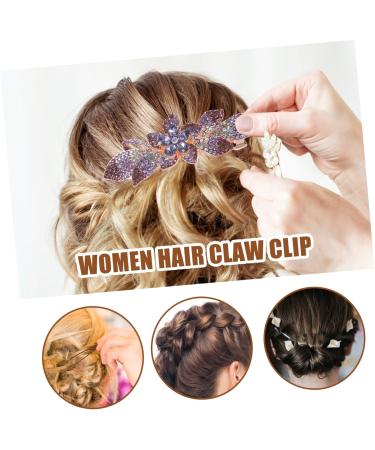 DOITOOL Rhinestone Hair Clip Hair Gems for Women Wedding Hair Rhinestone Hair Accessories Flower Headpiece Decorative Hair Clips Crystal Headpiece Purple Spring Clip Modeling Metal Bride - Buy Online on GoSupps.com