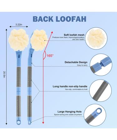 Loofah with Handle - 21.7 Back Scrubber for Exfoliation & Skin Health | Shower Loofah for Men & Women (Blue) - International Shipping Available - Buy Online on GoSupps.com