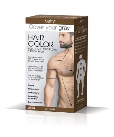 Betty Cover Your Gray Mens Hair Color for Beard  Mustache & Body Hair - Dark Brown