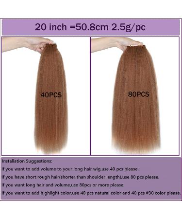 Honey Blonde Kinky Straight Tape In Hair Extensions - 100% Human Hair 40 Pieces 100g #30 - 18 Inch - Buy Online on GoSupps.com