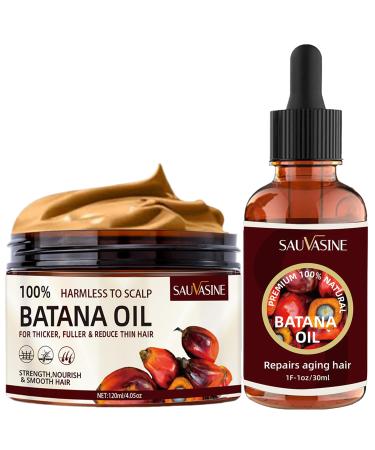 Batana Oil and Conditioner for Hair Growth (4 oz+1 fl oz) Organico Aceite de Batana para la Caida del Cabello 100 Percent Pure Organic Batana Oil with Vitamin A E Rosemary Argan Oil