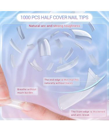 Cooserry Nail Tips and Glue Gel Kit with UV Light - 1000 Pcs C Curve Clear French Ballerina Fake Nails, 4-in-1 Nail Glue, Mini UV LED Lamp, DIY Nail Art Tools - Buy Online on GoSupps.com
