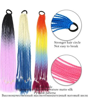 Ponytail Extension Colored Braids Hair Extensions with Elastic Rubber Bands 24" Rainbow Braided Ponytail Hairpiece Synthetic Ponytail Hair Accessories for Women Girls Ponytail Hair Extension (Color : 24inches A16 - Buy Online on GoSupps.com