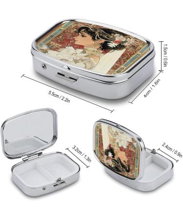 Retro Style Pill Box Wedding - Decorative 2 Compartment Metal Organizer for Pocket & Purse - Buy Online on GoSupps.com