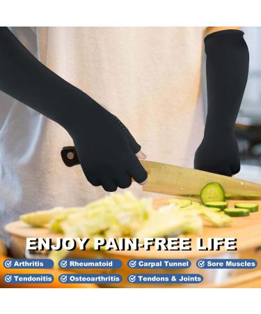 Buy Copper Long Arthritis Gloves - Compression Gloves for Pain Relief | Fingerless Extra Long Fit for Men & Women | Medium Size - Buy Online on GoSupps.com