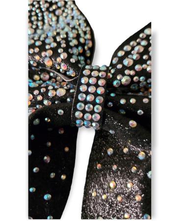 Rhinestone Cheer Bow - Crystal Studded Black Ponytail Holder for Cheerleaders - Buy Online on GoSupps.com