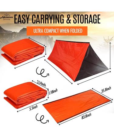Emergency Sleeping Bag & Tent Shelter Combo Kit | Survival Tent with Bivy Sack & Sleeping Bag | Includes Fire Starter & Whistle | Mylar Thermal | Adventure Supply Co - Buy Online on GoSupps.com