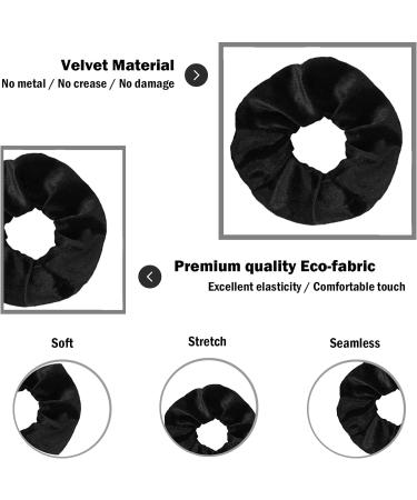 VENUSTE Black Scrunchies for Women Premium Velvet Scrunchy for Hair Elastic Thick Bands Soft Ropes Ponytail Holder Hair Accessories 12 Pack - Buy Online on GoSupps.com