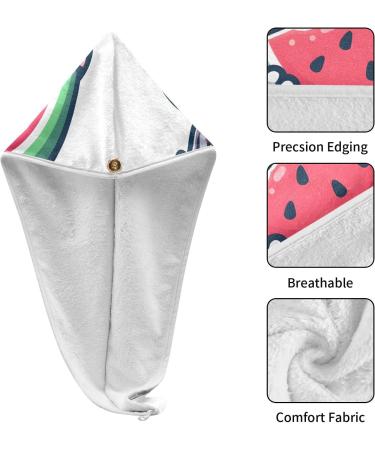 Cute Hippopotamus Watermelon Hair Towels 2 Pack | Super Absorbent Quick Dry Hair Turbans for Women & Girls - Buy Online on GoSupps.com