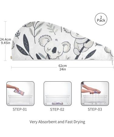 Koala Tree Hair Towel 2 Pack - Super Absorbent Quick Dry Hair Turbans for Women & Girls | Ultimate Hair Drying Solution - Buy Online on GoSupps.com