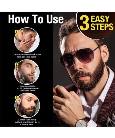 kawehiop Men Beard Filler Powder Long Lasting Hair Shape Patches Coloring Coverage Makeup Business Pen Thickening Dye Paint Dark Brown - Buy Online on GoSupps.com