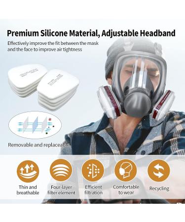 FANGNISN 6800 Gas Mask with Activated Carbon Filter - Full Face Respirator for Organic Vapor, Paint, Chemicals - Ideal for Welding, Polishing, Sanding - Buy Online on GoSupps.com