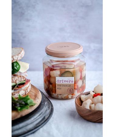 Drivers The Pickle Mix - Silverskin Onions - Gherkins - Cauliflower - Red Pepper - Carrots Traditional Driver's Recipe Picklers Since 1906 Gluten-Free Suitable for Vegetarians and Vegans - 550 g Jar - Buy Online on GoSupps.com