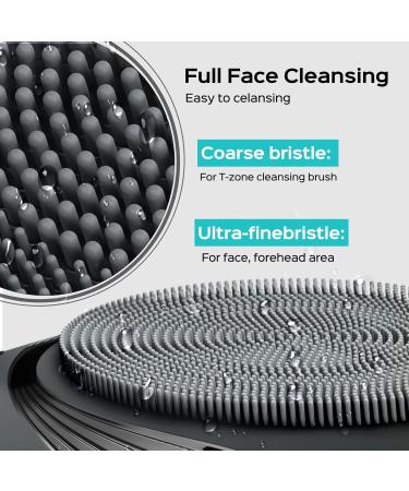 COSLUS Silicone Face Scrubber IPX7 Waterproof Electric Face Cleanser Sonic Facial Cleansing Brush 5 Modes Rechargeable Face Wash Brush Exfoliator for Women & Men Grey - Buy Online on GoSupps.com