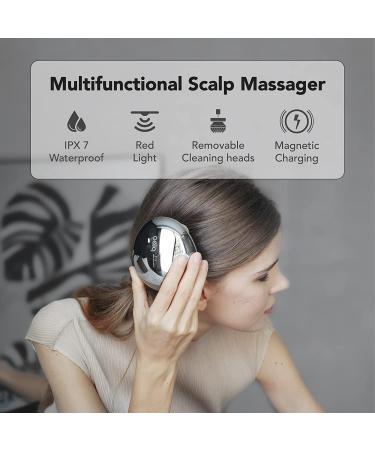 Portable Mini Scalp Massager | IPX7 Waterproof | Rechargeable Head Massager for Stress Relief | Bamboo Wood Base | Removable Nodes | Silver - Buy Online on GoSupps.com
