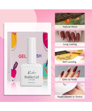 Rechoo Builder Gel-15ML Brick-Red Nail Gel Set for Nail Extension and Strength - 50pcs Nail Forms Included - Buy Online on GoSupps.com