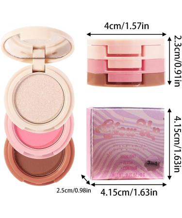 Makeup Contour Palette - 3 in 1 Long Lasting Shimmer Eye Blush | Shimmer Contouring Sweatproof Long Lasting Shiny Look for Women Teksome - Buy Online on GoSupps.com