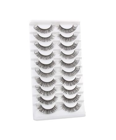 Glowing Win 3D Effect Russian Strip Lashes - 10 Pairs D Curl Cat Eye Fake Eyelashes | Reusable Wispy Short Lashes - Buy Online on GoSupps.com