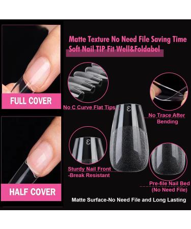 UNA GELLA Short Coffin Fake Nails 216pcs - Pre-shaped Short Coffin Gel Nail Tips for Full Cover Acrylic Nails - 12 Sizes - Home DIY Nail Salon - Buy Online on GoSupps.com