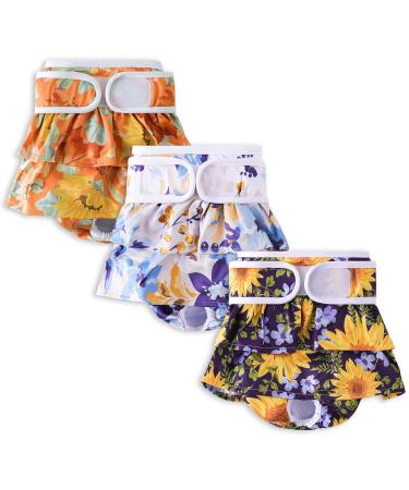 Demigreate fowl trousers for bitches 3 pieces m high -suction and women's bandages dog diapers for bitches size adjustable - sunflower sunflower M