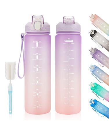 YC kitchen drinking bottle 1l - water bottle 1l spout -safe and BPA -free drinking bottle of sports - water bottle for sports fitness children school university bicycle outdoor purple/pink color gradient - Buy Online on GoSupps.com