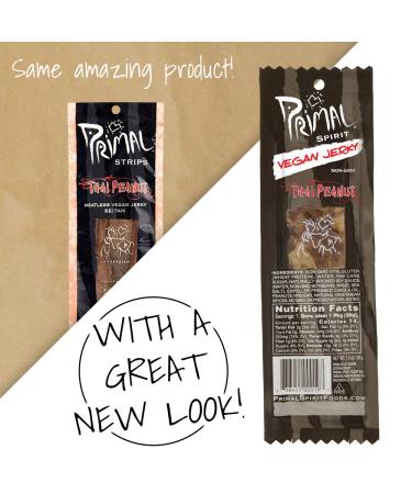 Primal Spirit Vegan Jerky - Classic Thai Peanut Flavor, 10g Plant-Based Protein, Non-GMO, 24-Pack - Buy Online on GoSupps.com