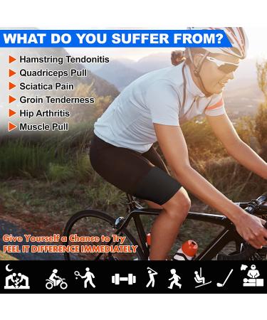 Thigh Compression Sleeves for Women & Men - Quad & Groin Pain Relief - Recovery Support Brace - Ideal for Running & Sports - Black (Size L) - Buy Online on GoSupps.com