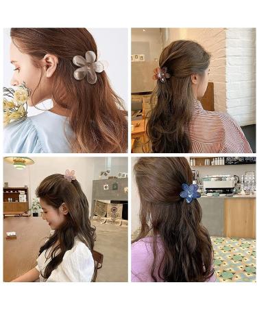Colorful Flower Acrylic Hair Claw Clips - Non Slip Barrettes for Women and Girls - 6 Pack - Buy Online on GoSupps.com