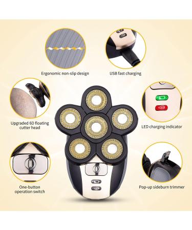Shop Upgraded 5-in-1 Head Shaver for Men | Cordless Electric Razor & Grooming Kit - Waterproof Gold - Buy Online on GoSupps.com