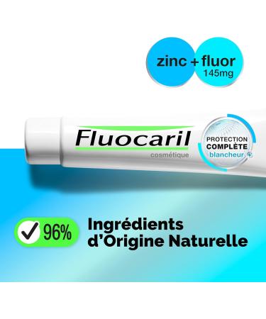 FLUOCARIL - Dentifrice Anti-Caries Protection Compl te Blancheur 145mg - Ar me/Go t Menthe - Email renforc et dents fortes - Aide pr venir les caries Haleine fra che Blancheur (lot de 2x 75ml) - Buy Online on GoSupps.com