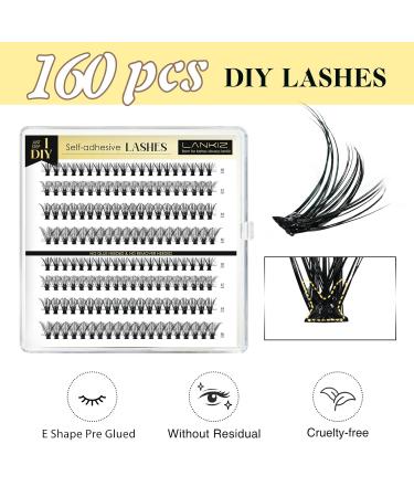 Lankiz Self-Adhesive Eyelashes - 160pcs No Glue Required 40D C Curl DIY Reusable Individual Eyelash Extensions - Buy Online on GoSupps.com