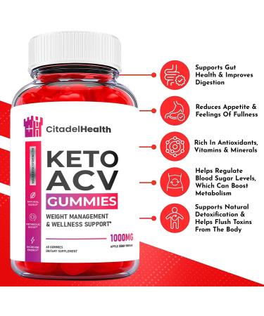 (3 Pack) Citadel Health Keto ACV Gummies - Vegan Formula with Apple Cider Vinegar and Vitamin B12 - 180 Gummies - Buy Online on GoSupps.com