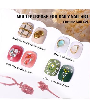 U-Shine Chrome Nail Powder Gel Set - Professional Mirror Effect Sculpture Metallic 3D Nail Art Design - 2 Pack 10ml DIY Nail Glue Gel - Buy Online on GoSupps.com