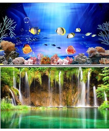 Hidom Aquarium Background Poster Double Sided - Height 19" / 50cm - Length 6 FT / 183cm - Two Scenic Pictures displaying Aquatic Backdrops - DS 500-9081/9083 - Buy Online on GoSupps.com