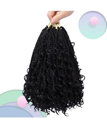Goddess Box Braids Crochet Hair 10 Inch with Curly Ends | Bohemian Boho 3X Synthetic Braiding Hair for Women (Pack of 7) - 1b - Buy Online on GoSupps.com