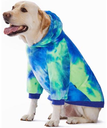 BT Bear Dog Hoodie - Tie-dyed Fleece Pet Sweatshirt for Medium Large Dogs (5XL Blue/Green) - Buy Online on GoSupps.com