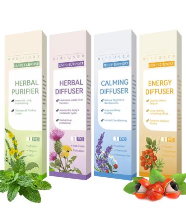 4 PCS Herbal Diffuser Pen Upgraded Pure Breath Botanicals Herbal Diffuser with Mint and Thyme for Habit Replacement & Breathing Improvement