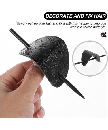 Leather Hair Barrettes - Hair Barrette with Stick | Vintage Faux Leather Hair Clips | Oval Shape Leather Ponytail Holders | Ponytail Hair Clip Hairpin with Retro Style | Hair Slider for Women Girls black - Buy Online on GoSupps.com