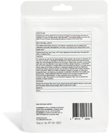 Kind Patches Valerian Root Dream Patches - Sleep Patches - Natural Sleep Aid with Ashwagandha and Magnesium - Overnight Use - 30 Count - Buy Online on GoSupps.com