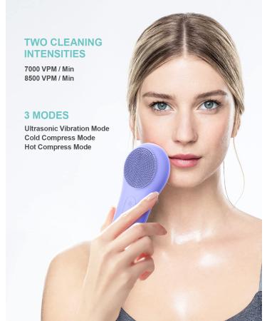 EZBASICS Rechargeable Facial Cleansing Brush - Waterproof Electric Silicone Scrubber for Men & Women - Exfoliating and Cleansing Brush - Violet - Buy Online on GoSupps.com