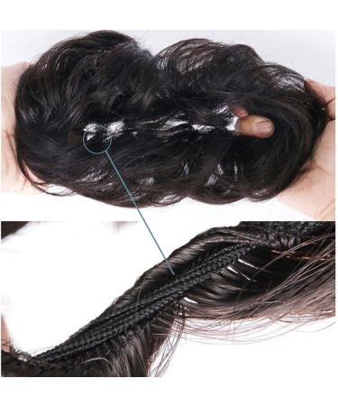 Dark Black Wavy Curly Messy Hair Bun Extension - 40g | Scrunchy Ponytail Hairpiece - Buy Online on GoSupps.com
