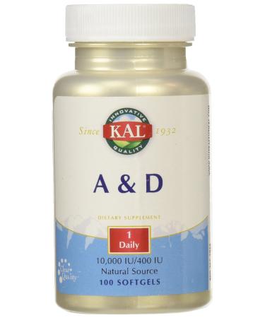 KAL Vitamin A and D 10 m/400 10 000/400 IU Softgel 100 Count