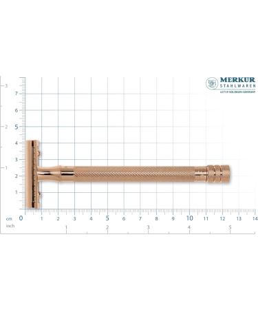 Merkur 24g Unisex Razor - Premium PVD Gold & Rose Gold Three-Part Razor for Wet Shaving - Closed Comb Brass Handle Made in Germany - Buy Online on GoSupps.com