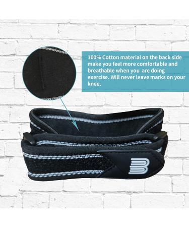 Bounfend Patella Knee Strap - Adjustable Brace for Arthritis, Tendonitis, and Knee Pain Relief - Pack of 2 Black - Buy Online on GoSupps.com